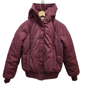 Vintage 1970s Women's Sherpa Lined Hooded Bomber Style Jacket Hong Kong medium